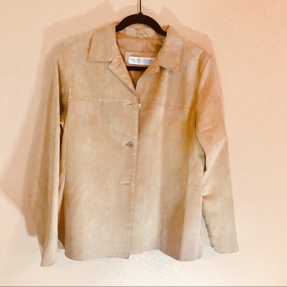 Valerie Stevens silky suede tan jacket medium euc
